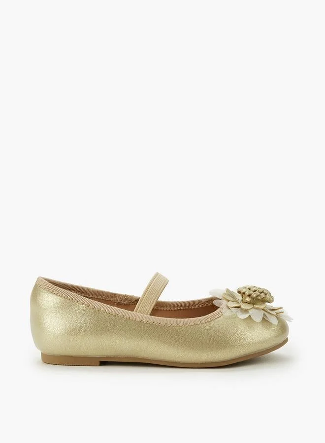 JUNIORS Girls Floral Accent Ballerina Shoes